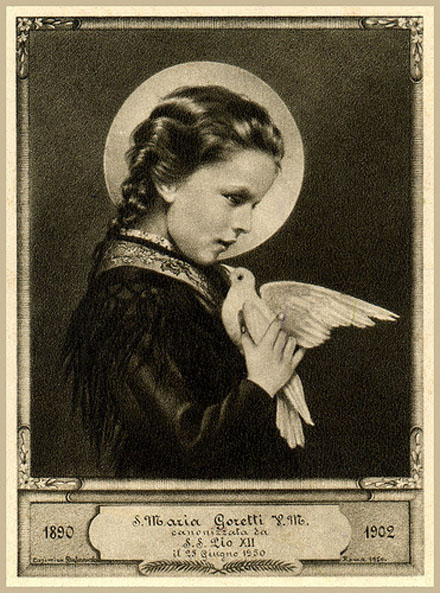 św. Maria Goretti z gołębiem